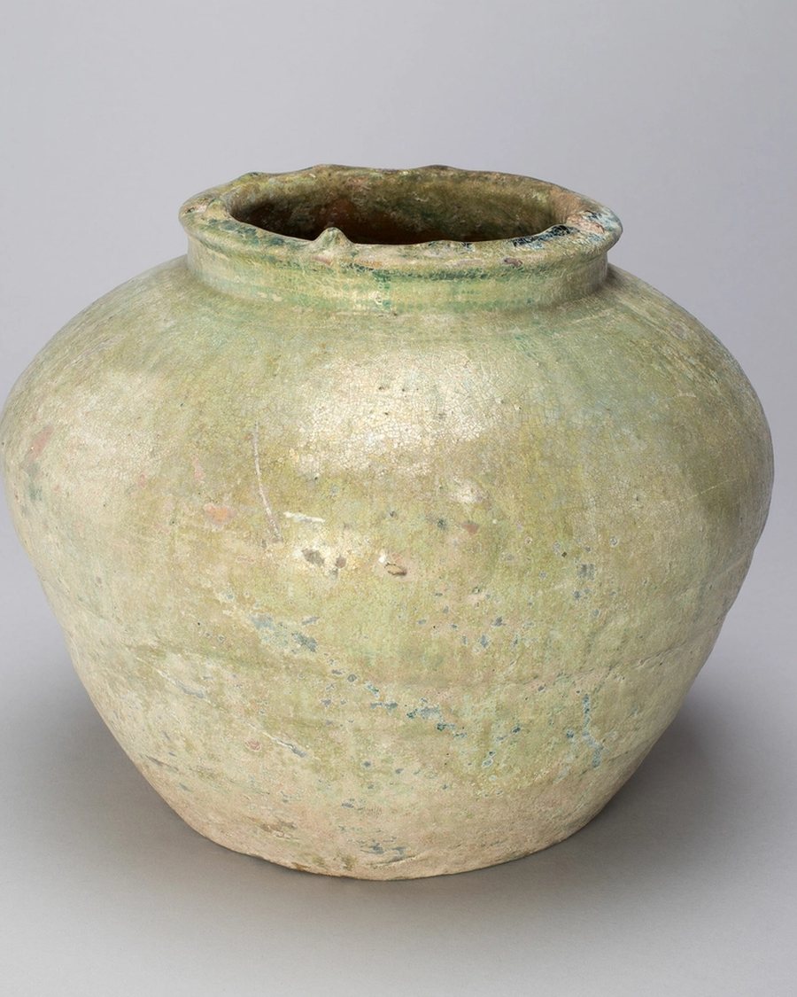 Crackle Glaze Jar Vase, Celadon