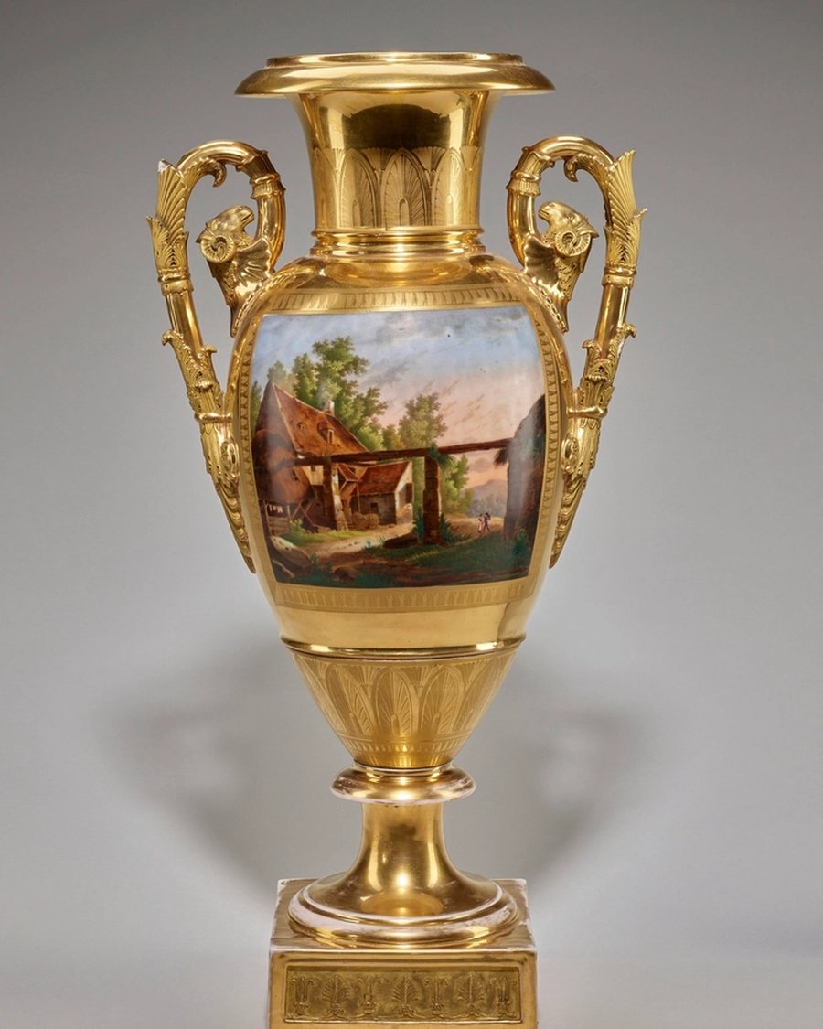 Gilded Urn with Painted Panel